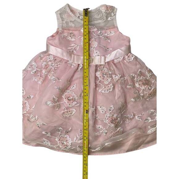 Rare Editions Toddler Girl 18M Pink Dress White Tulle Embroidered Sequins Layers - Picture 6 of 11